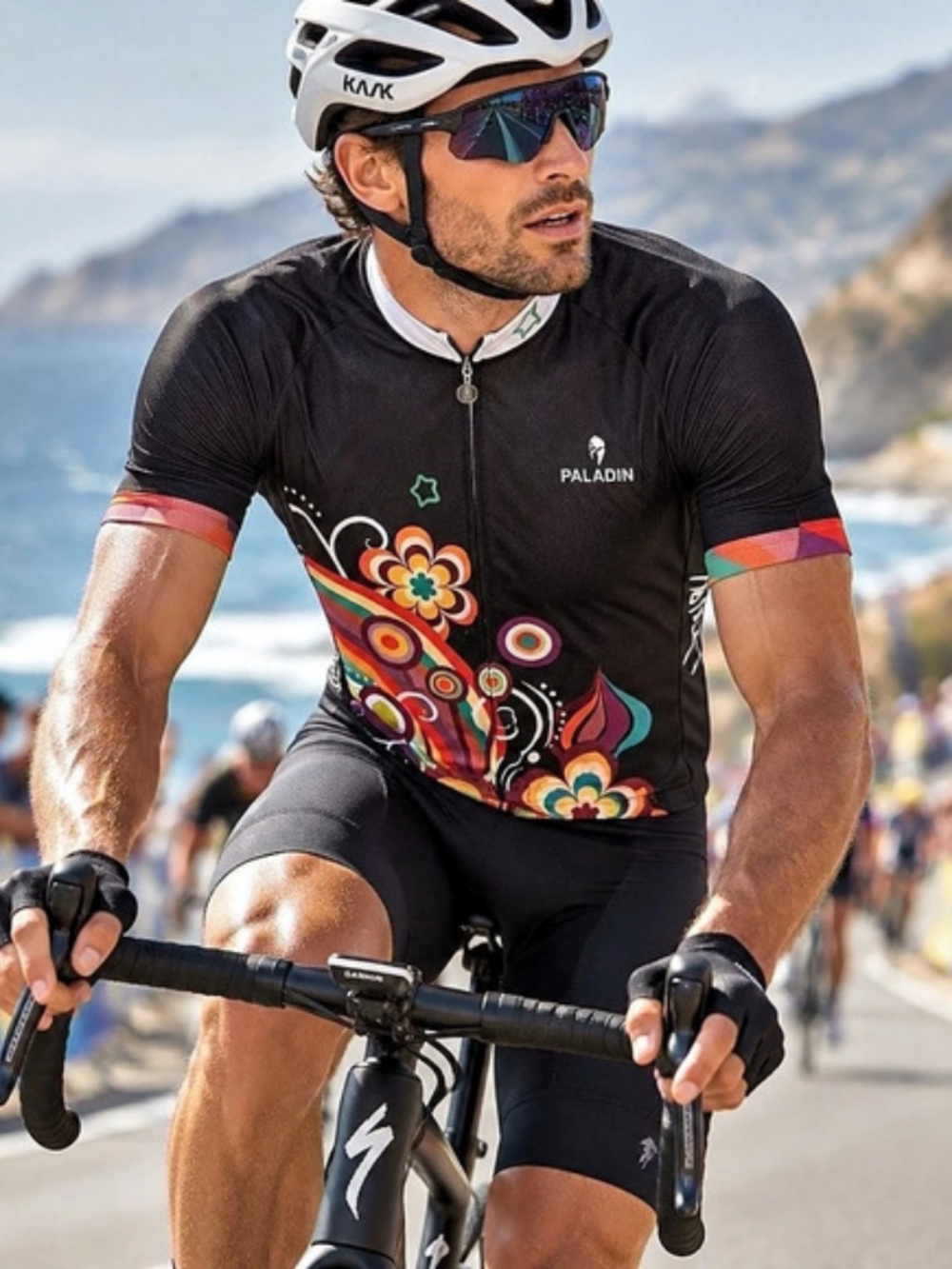 Paladin Men's Abstract Cycling Jersey Black & Red Size 2XL Like New